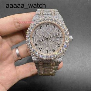 Diamanter Iced New Mens Watch 2tone Rose Gold Case Arabiska siffror Klockor Biger Bezel 8215 Automatisk rörelse glänsande bra gratis