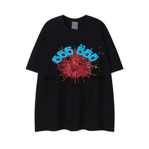 スパイダーTシャツメンデザイナーTシャツ番号55555スターフォームプリント高品質ピュアコットンピンクグリーン女性Tシャツ