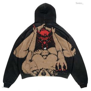 Men's Hoodies Sweatshirts Ins Custommade Demon Print Hoodies Women Streetwear Oversized Hoodie Vintage Couples Sweatshirt Goth Harajuku Jacket Y2k Tops 734