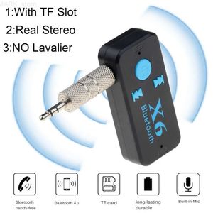 Bluetooth Car Kit X6 Bluetooth 4.1 Music Receiver 3.5mm Aux Audio Receiver Adapter Handsfree Car Kit TF A2DP EDR CAR MP3プレーヤーワイヤレスMusicL2402