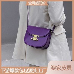 Triomphes woman Handbag designer bag crossbody Bags 2024 New Purple Sailin Tofu Bag with Unique Design Crossbody Waist High end Commuting Saddle Womens