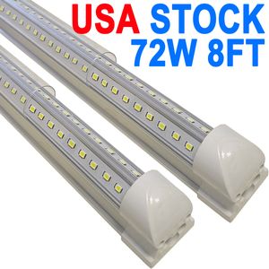 8FT LED Shop Light, 72W 7200LM 6500K, Clear Cover Linkable LED Tube Lights, V Shape Integrated T8 LED Lighting, LED Ceiling Lights for Garage Warehouse Barn crestech