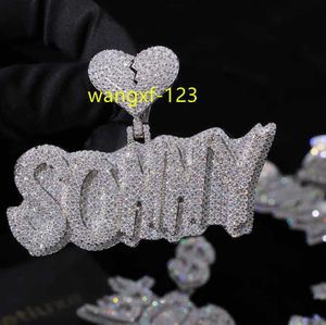 Personalizado hip hop pingente 925 prata esterlina baguette moissanite vvs diamante carta pingente mossanite carta pingente personalizado