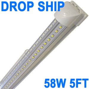 LEDショップライト5フィート、58W LEDチューブライトフィクスチャ、5フィートクリアカバークールな白6500K、クーラードア照明用のV字型の統合フィクスチャー25パックワークショップCRESTECH
