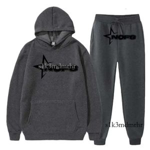 Tracksuits masculinos NOFS Letras Gráfico Impresso Sportswear Set Casual Tracksuit Dois Peça Moletom Sweatpants Jogging Terno Y2K Roupas 272