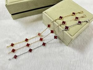 braccialetti di design trifoglio di marca VAN di lusso gioielli argento oro 18 carati madreperla bianco nero verde rosso mini taglia 6 foglie fiori braccialetto braccialetto regalo