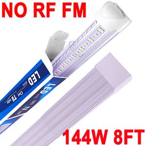 LED-butik Ljus no-RF RM, 8ft 144W 6500K Cold White, 8 Foot T8 Integrated LED Tube Lights, Plug-in Warehouse Garage Lighting, V Shape, High Output, Linkble Crestech