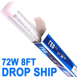 8Ft Led Shop Lights Fixture ,8 Feet 72W 7200lm 8' Garage Light 96'' T8 Integrated LED Tube , Linkable Led Bulbs Garage , Plug and Play High Output Surface Mounts crestech