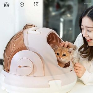 Cat Carriers Portable Travel Pet Carrier Bubble Handväska för små hund- och kupolflygbolag Godkända rymdkapsel utomhus andningsväska