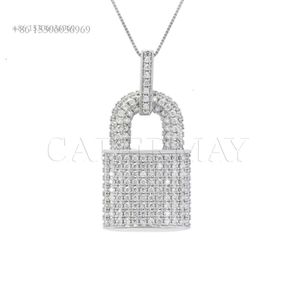 CADERMAYファッションカスタマイズされたデザインヒップホップジュエリー23*46mm S Sier Bling Lock VVS Moissanite Pendant Necklace Men Gift