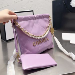 Designer 22 Mini Shopping Bags Pearl Bracelet Totes Handbags With Coins Pouch Wallets Classic Gold Metal Chain Crossbody Purse Fre242Y