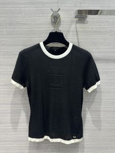 2024 Ny vår sommar o nack kort ärm Milan Runway Tees High End Jacquard Women's Designer Tops Brand Samma stiltröja 0227-2