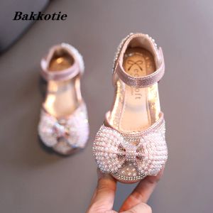 Sneakers Girls Shoes 2022 Spring Kids Fashion Sandals Brand Rhinestone Mary Janes Glitter Princess Toddler Dress Party Dance Baby Flats