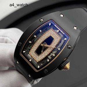 Herren-Moissanit-Armbanduhr, RM-Uhr, Armbanduhr RM07-01, Damen-Armbanduhr RM0701, Serie 18 Karat Platin, schwarze Keramik, Original-Diamant, Rot-Schwarz