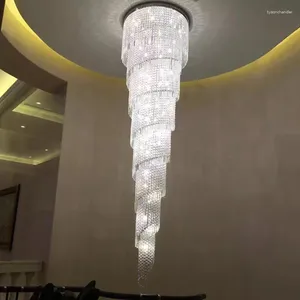 샹들리에 장기 스케일 럭셔리 나선형 크리스탈 조명 비품 LED K9 현대 램프 계단 조명