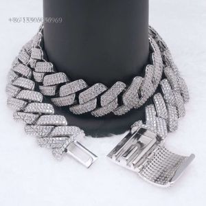 Hip Hop Jewelry 20Mm 25Mm Cuban Link Sier Moissanite Necklace Tennis Chain For Men