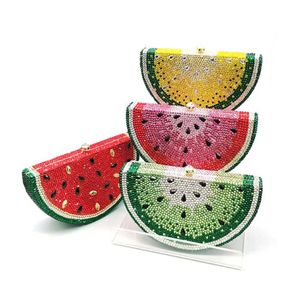 Special Top Design Bridal Wedding Women Evening Party Diamonds Fruit Watermelon Slice Clutches Crystal Pures Q1113301B