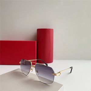 Neue Modedesign-Pilotensonnenbrille in Polygonform 0426S, Metallrahmen, randlose Linse, einfacher und beliebter Stil, vielseitige UV400-Schutzbrille