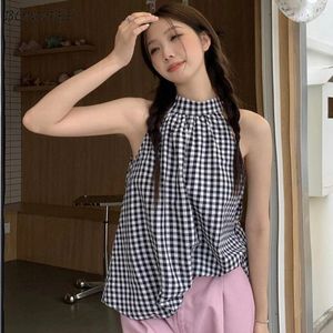 Serbatoi da donna Plaid Donna Sexy Y2k Top Chic Estate Personalità allentata Streetwear Tenero Senza maniche Casual Vintage Vacanza Ulzzang Mujer