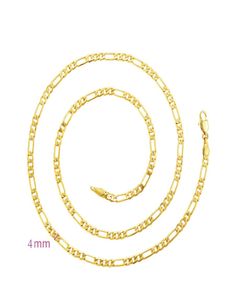 354B 50 cm x 4 mm Figaro Chain Necklaces For Men 24k Gold Plated Fashion Jewelry European Style3425188
