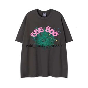 Spider T Shirt Men Designer Tshirt Number 55555 Star Foam Print High Quality Pure Cotton Pink Green Women Tshirts Trendy Couple Tee Loose Versatile Mens T Shirt 203