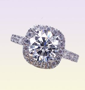 Кольцо-пасьянс 100 Lab, обручальное кольцо, 13 круглых бриллиантов, квадратное кольцо Halo, обручальное кольцо мечты с коробкой 2211036940654