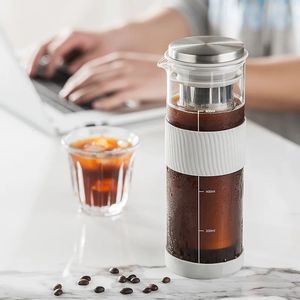 Leeseph portátil hermético fermentação fria máquina de café gelado infusor de chá-800ml chaleira de café de fermentação fria jarra de vidro 240226