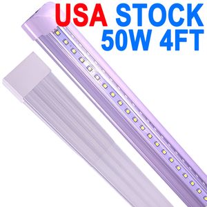 LED Shop Light 4Ft, 50W 5000LM 6500K, T8 LED Light Fixture, Clear Cover, Linkable Tube Lights,Ceiling and Utility Shops Lighting, Shop Lights Room, Garage crestech