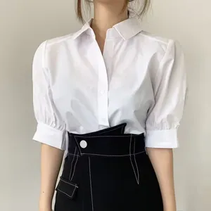 Женские блузки, дизайн Sense, короткая плиссированная рубашка с осторожной спиной, топ с рукавами, лето 2024