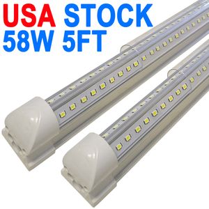 Crestech 5FT 58W 6500K Tageslichtweiß verbindbares 25er-Pack LED-T8-Ladenleuchte, integrierte LED-Röhrenleuchten, LED-Balkenleuchten für kabelgebundene elektrische Garage, Werkstatt, Werkbank