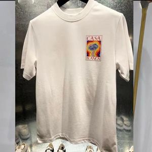 Tasarımcı T Shirt Erkekler Tshirts Erkekler T Marka Tasarımcı Tees Gökkuşağı Mantar Mektup Baskı Kısa Kollu Üstler Pamuk Gevşek Erkekler Casa Blanca Kadın Gömlek JHVD