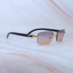 Black Buffalo Horn Solglasögon Designer Carter Luxury Sun Glasses Vintage Stylish Shades Eyewear Mens Decoration Rimless Frame 012 Gold