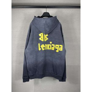 Uomo Uomo Maglioni Versione moda Felpe con cappuccio Parigi Balenciiaga Designer 23ss Felpa con cappuccio Home Nuovo nastro Stampa Lavaggio ad acqua Vecchio cardigan con cerniera Con cappuccio Uomo Donna Esterno