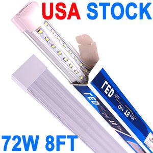 Lâmpada LED para loja de 8 pés, luminária de tubo LED de 72 W, tampa transparente de 8 pés, branco frio 6500K, luminária integrada em forma de V para iluminação de porta mais fria, 25 pacotes de oficina crestech