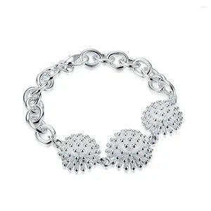 Link pulseiras 925 prata esterlina fogos de artifício pulseira flor corrente para mulheres casamento noivado festa moda jóias