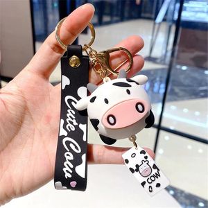 Keychains Creative Silicone Animal Cow Schoolbag Handbag Pendant Car Key Chain Personality Cute Keychain Accessories Men Women