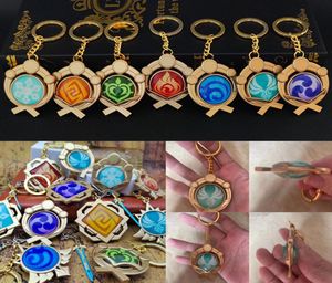 Брелок для ключей Game Genshin Impact Vision Lnazuma Ganyu Keqing Wendi Xiao Luminous 7 Elements Eye Of Original God Toy KeyRing9596123