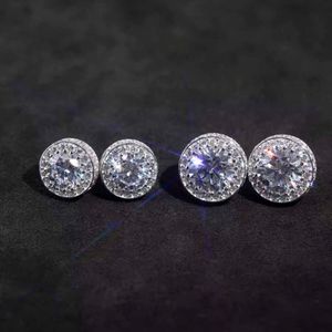 Anpassad sterling Sier med is ut bling gratis eld d färg Moissanite diamantörhängen