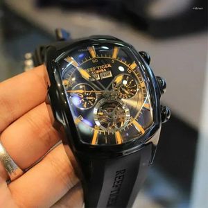 Armbanduhren Riff Tiger/RT Top Große Uhr für Männer Blaues Zifferblatt Mechanische Tourbillon Sportuhren Relogio Masculino RGA3069