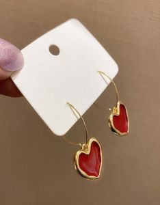 Korean Version East Gate Earrings Simple Wine Red Love Women039s Net Same Fashion Women1552814