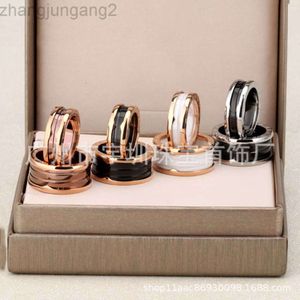 Designer Bvlgary Jewelry 925 Sterling Silber Schwarz-Weiß-Keramikring Little Red Charity Couple Ring für Männer und Frauen 18 Karat Roségold Federring