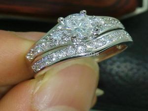 Wedding Rings Fashion Jewelry Engagement Jewellery Zircon Cz 10KT White Gold Filled Ring Set Sz 510 Gift9577957