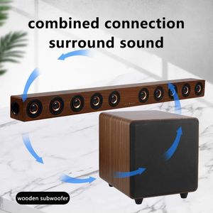 Soundbar 40W trä -tv -ljudfält Bluetooth -högtalarens hemmabiosystem 3D Surround Sound Bar Subwoofer Audio Remote Control Wall Mountable