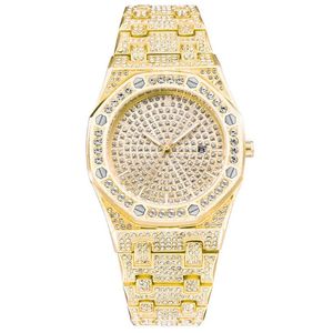 Orologio da uomo tono oro giallo Orologi eleganti da uomo al quarzo con diamanti bling Orologio da uomo d'affari impermeabile in acciaio inossidabile XF220t