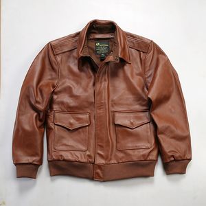 Men's Real Leather Bomber Jacket Flight Pilot Coat Motorcykelcyklist Toppar Ytterkläder Overcoat S M L XL XXXL 4XL MANA KLÄNNING