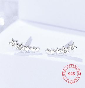 Mode 925 Sterling Silver Stud Earring Personliga stjärnor Point Shape Cubic Zirconia CZ Stones Vackra designade örhängen Whole7890760