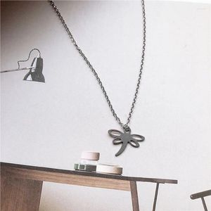 Pendant Necklaces Fashion Personality Stainless Steel Animal Dragonfly Necklace Romantic Women Anniversary Gift Jewelry For Girlfriend