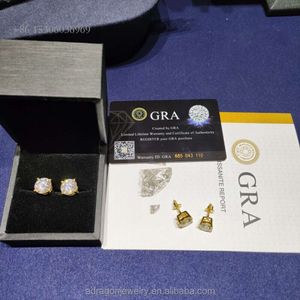 Brincos de prata esterlina de alta qualidade, 9mm, 10mm, 3ct, 4 ct, cor d, vvs, moissanite, para homens e mulheres