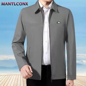 Solid Color Middleaged Mens Jacket Casual Business Jackets For Office Dress Work Män Loose Coats stänger av kragen 240223