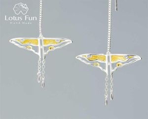 Lotus Fun Vero argento sterling 925 Naturale Creativo fatto a mano Gioielleria raffinata Farfalla cava Aquilone Orecchini pendenti lunghi per le donne 2208907445